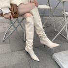 Pointed Kitten Heel Knee-high Boots