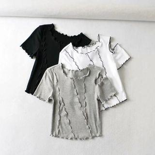Lettuce Edge Cutout Cropped T-shirt