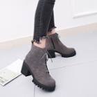 Chunky-heel Zip-side Lace-up Ankle Boots