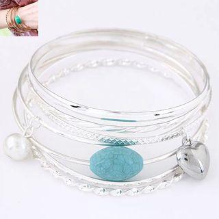 Turquoise Pearl Layered Bangle