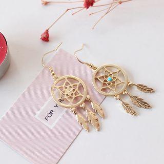 Dream Catcher Dangle Earring Gold - One Size