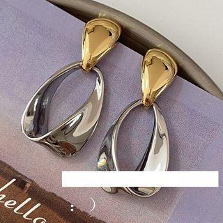 Polished Alloy Drop Earring 1 Pair - Silver & Gold - One Size