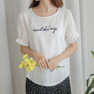 Nothing Embroidered Crinkled Top