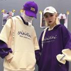 Couple Matching Mock Two-piece Letter Embroidered Hoodie