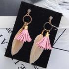 Tassel Feather Fringed Earring 1 Pair - Gold - One Size