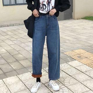 Fleece-lined Straight-leg Jeans