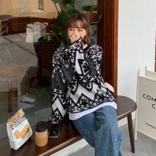 Zigzag Patterned Turtleneck Sweater