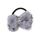 Faux Pearl Furry Bow Hair Tie