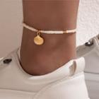 Shell Pendant Bead Alloy Anklet 21466 - White & Gold - One Size