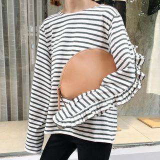 Frill Trim Striped Long-sleeve T-shirt