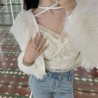 Halter-neck Open Front Fluffy Cardigan