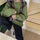 Cable Knit Crew-neck Loose-fit Sweater