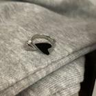 Heart Sterling Silver Open Ring J2584 - 1pc - Silver & Black - One Size
