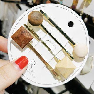 Set: Wooden Hair Pin (assorted Designs) Set - As Shown In Figure - One Size