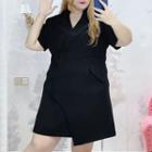 Plus Size Short-sleeve Collared A-line Dress (various Designs)