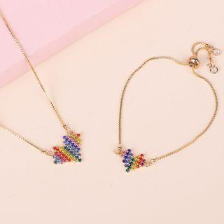 Rhinestone Heart Necklace / Bracelet / Ear Stud