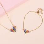 Rhinestone Heart Necklace / Bracelet / Ear Stud