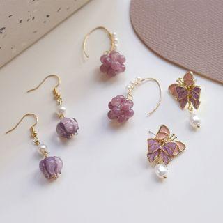 Cat Eye Stone / Faux Pearl Alloy Dangle Earring (various Designs)
