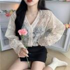 Floral Lace Cardigan Almond - One Size