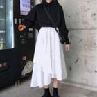 Asymmetric Hem Midi A-line Skirt Off White - One Size