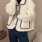Collared Quilted Button Jacket White - One Size