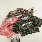 Color-block Distressed Crewneck Short-sleeve T-shirt