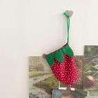 Strawberry Canvas Drawstring Coin Purse Red & Green - One Size