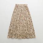 High-waist Floral Pleated A-line Skirt Almond - One Size
