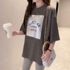 Elbow-sleeve Letter Printed T-shirt