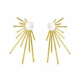 Faux Pearl Alloy Sun Earring
