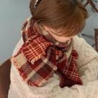 Plaid Double-sided Scarf A351red - One Size