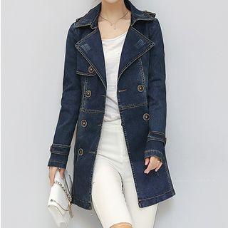 Double-breasted Denim Trench Coat