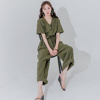 Plus Size Tie-waist Wide-leg Jumpsuit