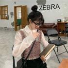 See-through Long-sleeve Shirt / Tweed Camisole Top