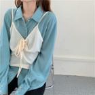 Plain Long-sleeve Loose-fit Shirt / Sleeveless Top