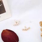 Faux Pearl Swing Earring Ac0726 - 1 Pair - White & Gold - One Size