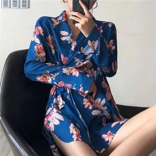 Floral Print Sashed Light Jacket