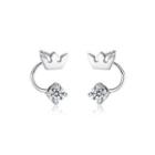 Sterling Silver Simple And Elegant Crown Earrings With Cubic Zirconia Silver - One Size