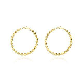 Fashion Simple Plated Gold Twisted Geometric Round Earrings Golden - One Size