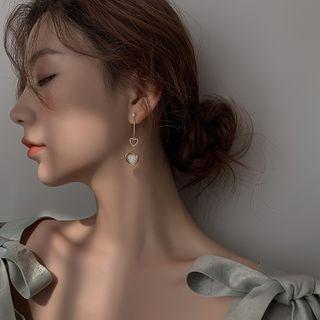 Heart Cat Eye Stone Dangle Earring