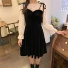 Mock Two-piece Long-sleeve A-line Dress (various Designs)