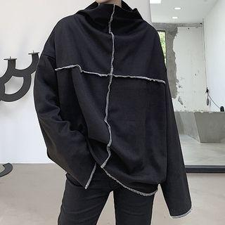 Contrast Stitch Turtleneck Pullover