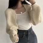 Puff Sleeve Open Front Cardigan