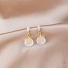 Disc Cat Eye Stone Rhinestone Dangle Earring 1 Pair - E1405-4 - Gold - One Size