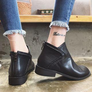 Plain Low Heel Ankle Boots