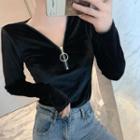 Plain Half-zip T-shirt