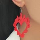 Flame & Heart Acrylic Dangle Earring 1 Pair - Red - One Size