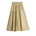 Ruffle Trim Panel Pocket Maxi Skirt