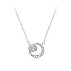 925 Sterling Silver Moon Necklace With White Austrian Element Crystal Silver - One Size