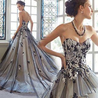 Strapless Applique Ball Gown Wedding Dress
